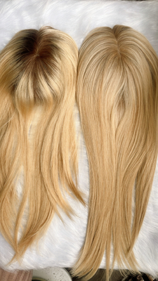 Wholesale top quality virgin European hair Jewish topper silk top half wig Kosher topper