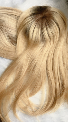 Wholesale top quality virgin European hair Jewish topper silk top half wig Kosher topper